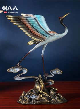 铜摆件鹤寿延年铜仙鹤家居桌面饰品生日J祝寿礼品客厅玄关装饰摆
