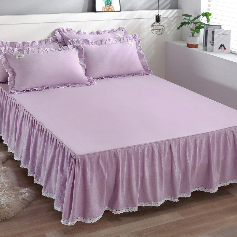 全棉水洗棉床裙式床罩三件套纯棉花边床套防尘罩防滑花边床单单件,床上用品,床裙,淘宝优惠券,粉丝福利购,淘宝优惠卷
