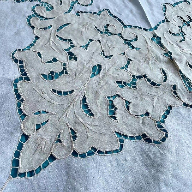 鲁绣精品重磅亚麻拼镶小机绣玉龙镂空雕刻绣花大桌布多功能盖巾,居家布艺,桌布,淘宝优惠券,粉丝福利购,淘宝优惠卷