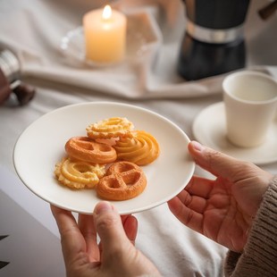 清逸堂丨简约陶瓷ins风小糕点盘 下午茶小点盘蛋糕盘奶茶色甜品盘