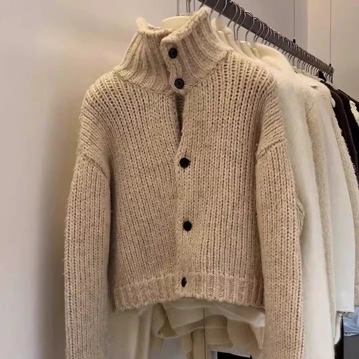 重工加厚100%山羊绒开衫女高领短款2025秋冬新款宽松针织毛衣外套,女装/女士精品,羊绒衫,淘宝优惠券,粉丝福利购,淘宝优惠卷