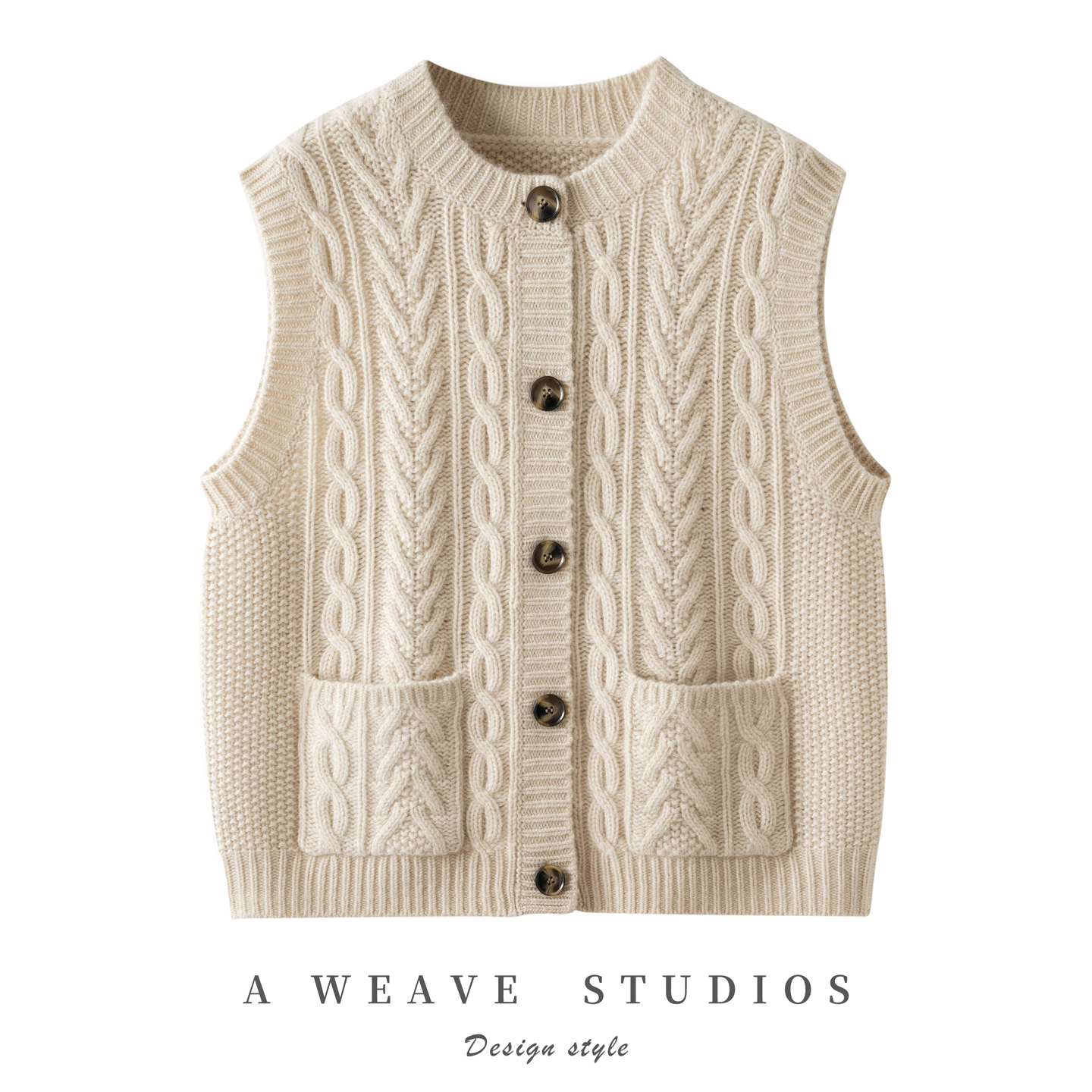 加厚针织马甲提花宽松100%山羊绒