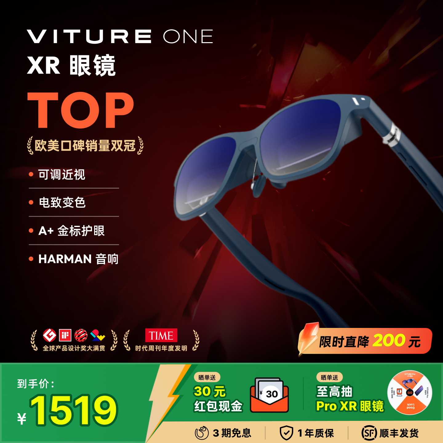 VITUREOne智能AR眼镜电致变色