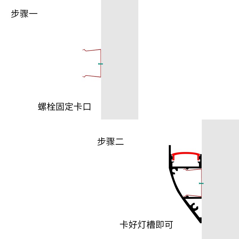 明装洗墙线性灯向上向下发光洗顶线条灯店铺客厅卧室腰线氛围灯槽