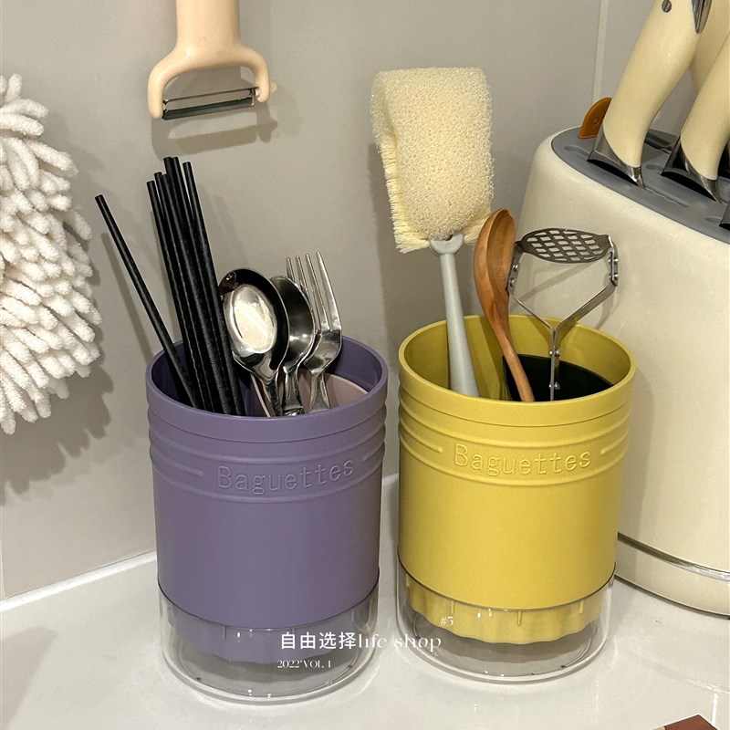 简约餐具收纳桶筷子筒筷笼大容量家用沥水桶架厨房工具刀叉置物架