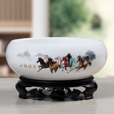 无孔铜钱草花盆陶瓷多肉大口径水仙花睡莲碗莲荷花一叶莲水培容器