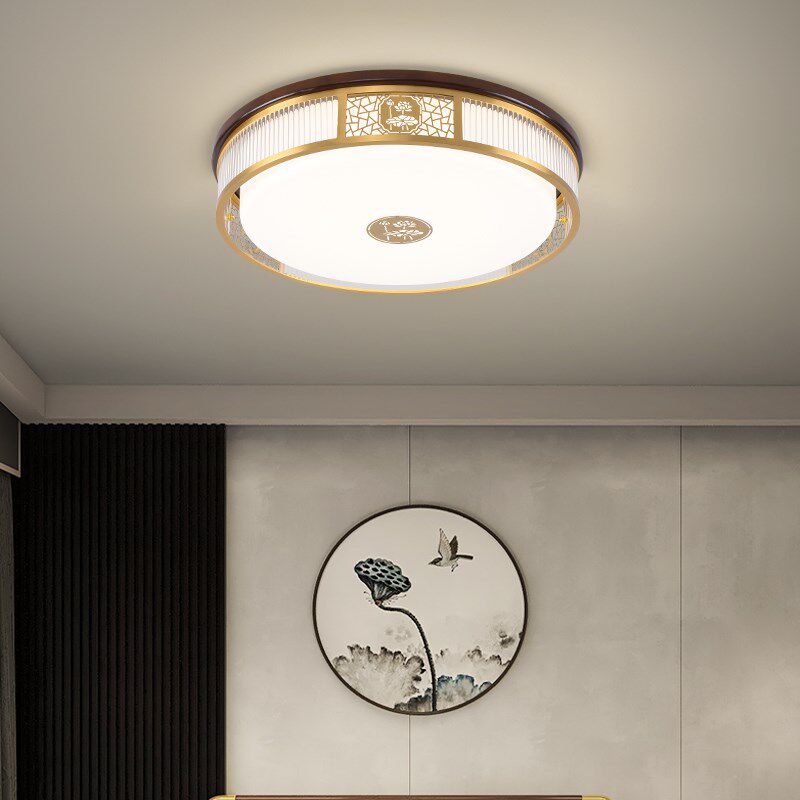 新中式吸顶灯铜合金客厅灯卧室灯中山灯具led吸顶灯风扇灯新款