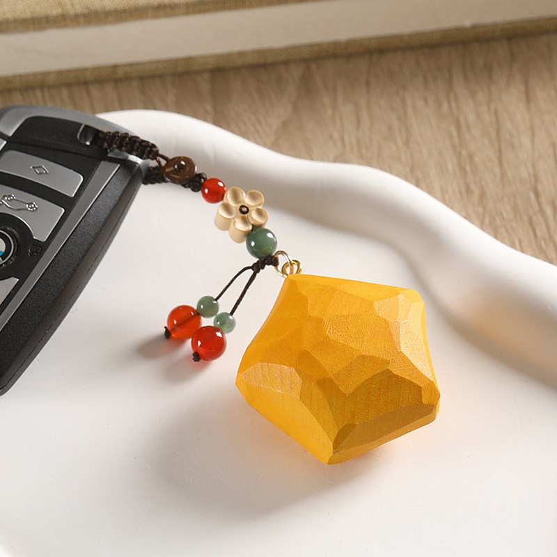 幸运星手工木雕星星汽车钥匙扣挂件创意男女情侣礼物精致包包挂饰