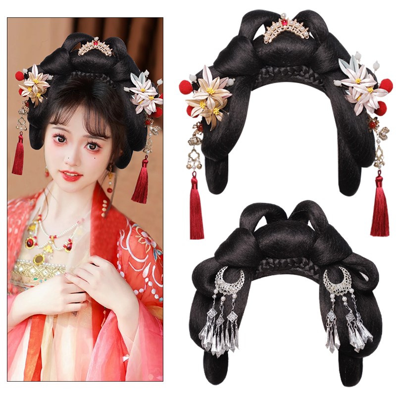 汉服假发古装女一体式懒人假发包古风盘发发髻日常百搭造型垫发包