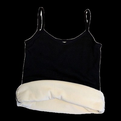 女童加绒背心内穿秋冬白色中大童加厚保暖黑色吊带衫打底上衣外穿