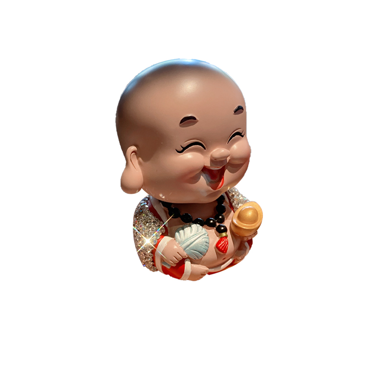 个性创意摇头公仔汽车载摆件颜值镶钻财神笑佛车内装饰精致礼品