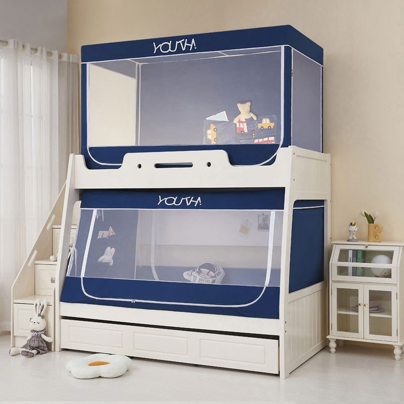 家用子母床蚊帐上铺1.2m1.3米下铺1.5遮光帘一体全包围儿童上下床