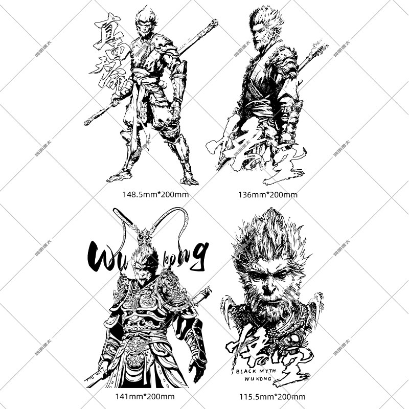 汽车贴纸黑神话悟空周边线条悟空个性创意车窗玻璃装饰涂装防水贴