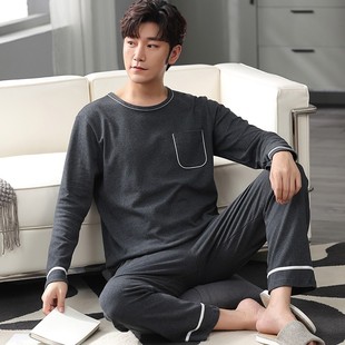 加肥加大XXXXXL胖子休闲套装 全棉超大码 长袖 睡衣春秋季 230斤男装