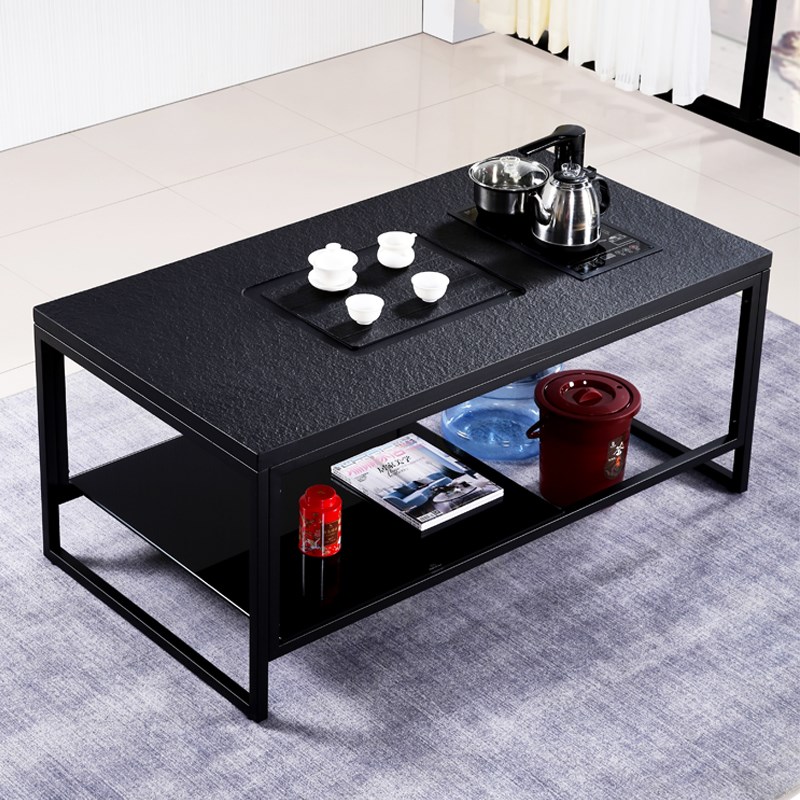 洛港 办公室火烧石功夫茶几家用泡茶桌烧水壶一体岩板茶台/张