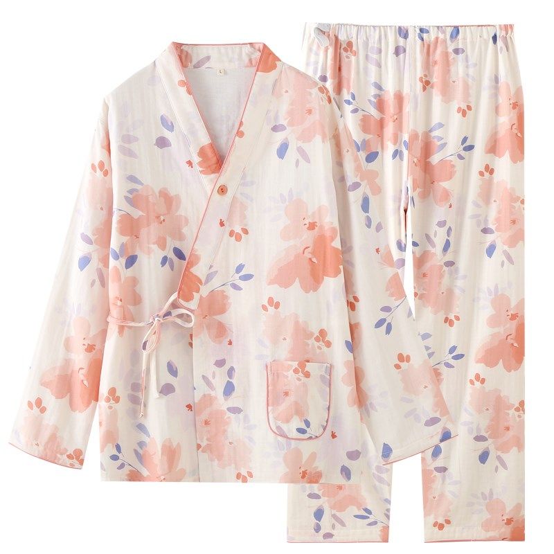 双层纯棉纱布月子服睡衣女产妇孕期产后哺乳家居服套装春秋季新款