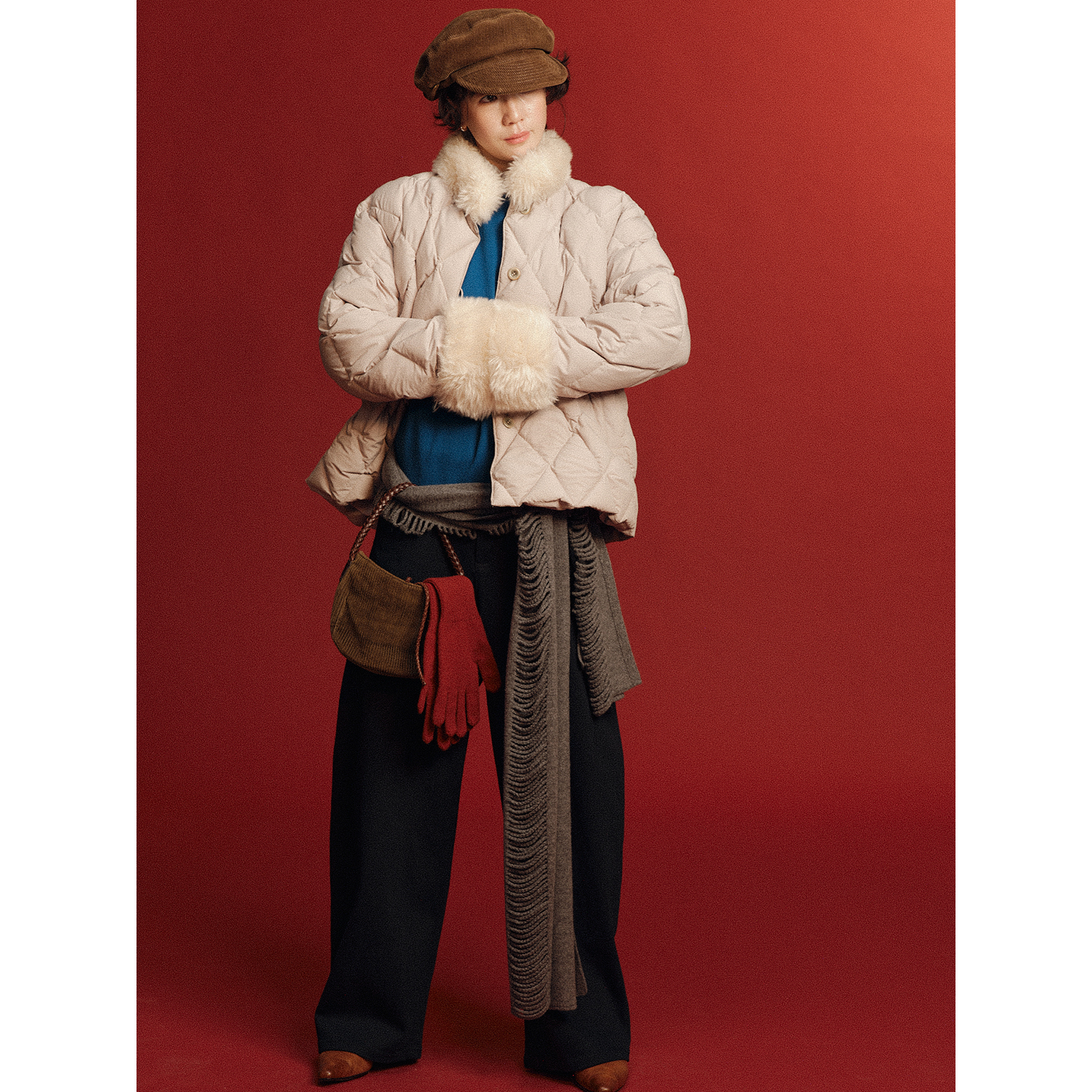 暖02InHug/鹅绒菱格绗羽绒服