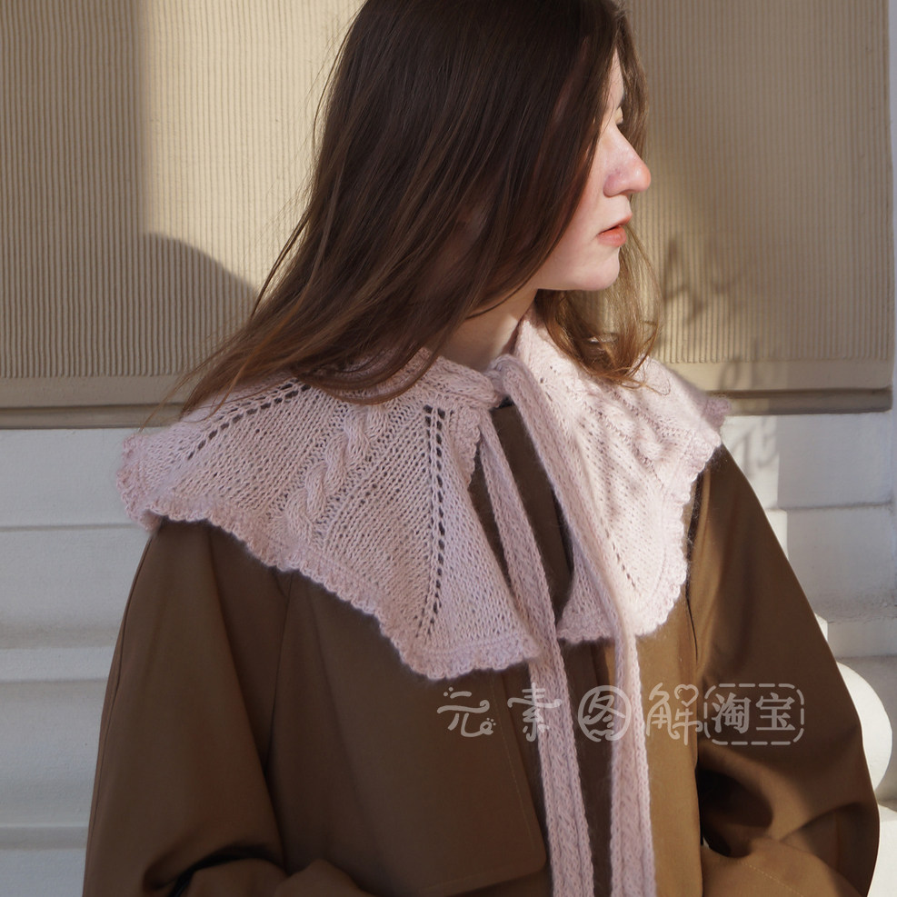 安柏假领图解 女士系带披肩围脖围巾编织图解教程中文字图解教程图片