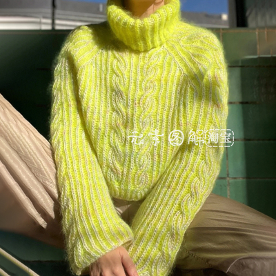 [英文]Changes Sweater图解 女士双色面包针套衫毛衣编织图解教程