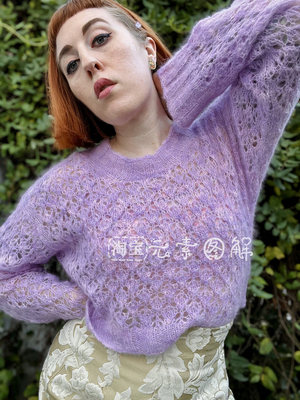 [英文]Lachrymae Sweater图解 女士镂空套衫毛衣编织图解教程