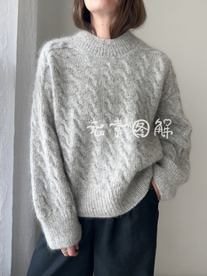 中文字图解教程 女士马鞍肩麻花毛衣图解编织教程 海岸线套衫 图解