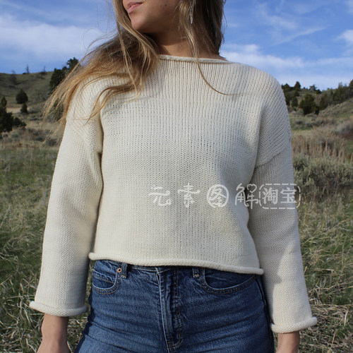 [英文]Ivy Rolled Sweater图解 女士套衫毛衣编织图解教程