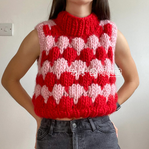 [英文]Hubba Bubba Sweater Vest 女士背心马甲编织图解教程