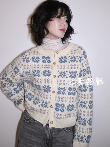 晚山茶开衫图解织毛衣教程