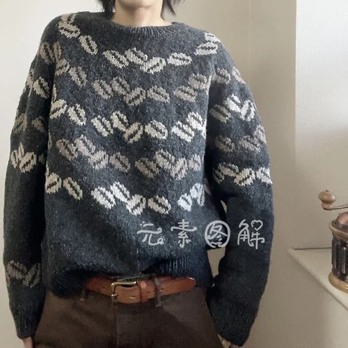 咖啡豆套衫图解编织教程