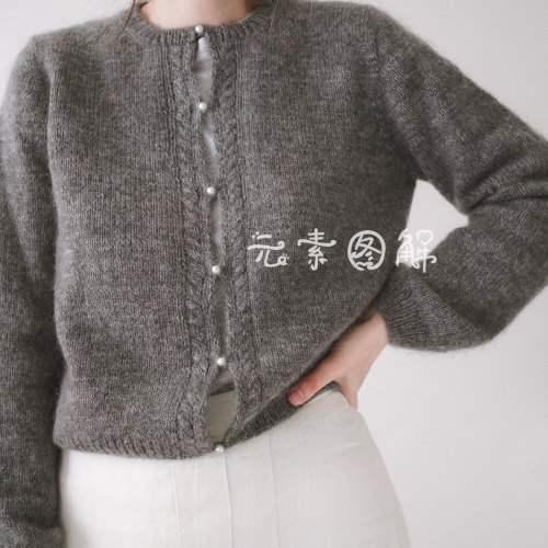 特瑞莎开衫图解 女士圆领系扣毛衣图解编织教程 中文字图解教程