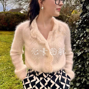 毛衣编织图解教程文字版 女款 非视频 开衫 w330马苏花边翻领插肩袖