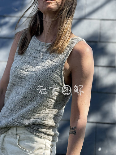 潮汐背心图解 女士波浪纹理吊带夏季毛衣编织图解教程 中文字图解