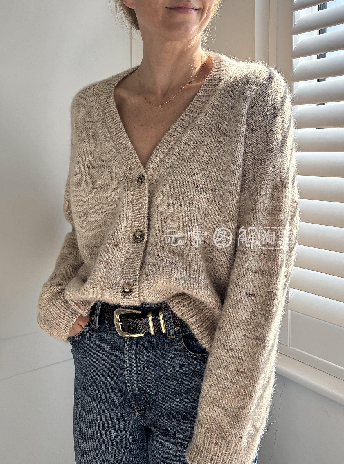 根特开衫图解 女士v领毛衣编织图解中文教程 Ghent Cardigan
