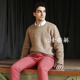 1139基础马鞍肩圆领套衫 男士简约套头 毛衣图解编织教程中文字版