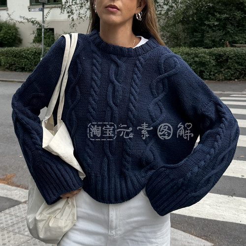 [英文]Tyra sweater图解 女士麻花套衫毛衣编织图解教程