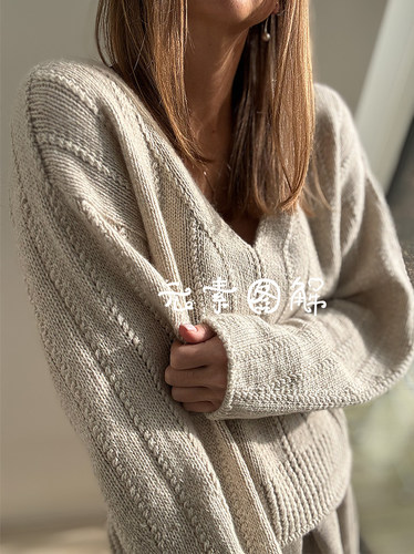 [中/英文]弗洛套衫图解女士V领毛衣编织图解教程Flow Loop V Neck