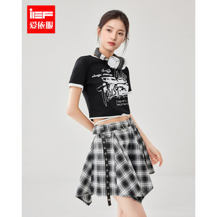 2025夏季 套装 新款 美式 休闲百搭上下套裙 IEF 甜酷个性 爱依服时尚