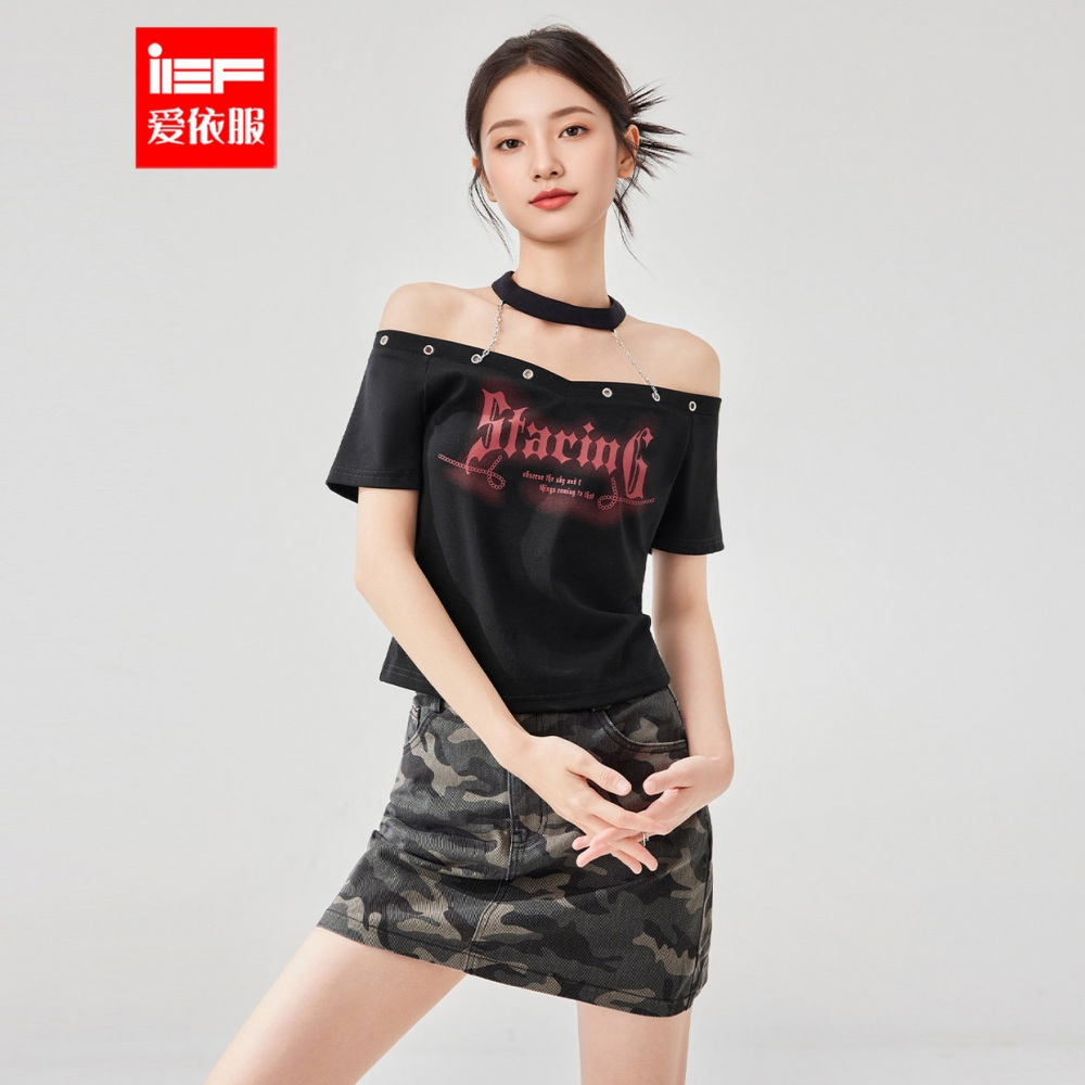 IEF/爱依服2025夏季新款美式潮酷个性辣妹气质设计感百搭上衣