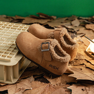 软底保暖雪地鞋 加绒二棉棉鞋 轻透气魔术贴 秋冬新款 ASK儿童勃肯鞋