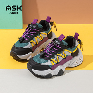 ASK官方正品童鞋2025秋新款儿童运动鞋女童老爹鞋网面透气休闲鞋
