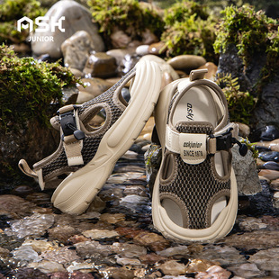 ASK Junior儿童凉鞋2025夏季新款镂空软底包头运动凉鞋男女童单鞋