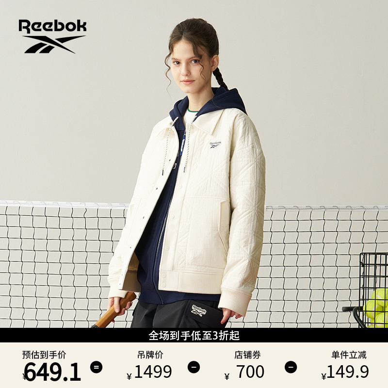 Reebok锐步官方24秋冬新款男女同款美式休闲夹克白色翻领外套夹棉