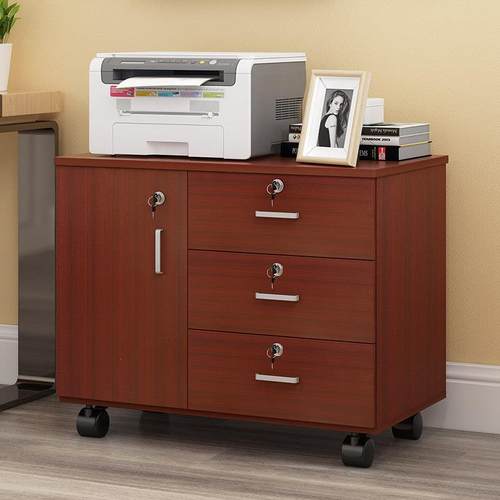 文件柜办公室活动资料柜矮柜桌下三抽屉带锁储物柜床头收纳小柜子