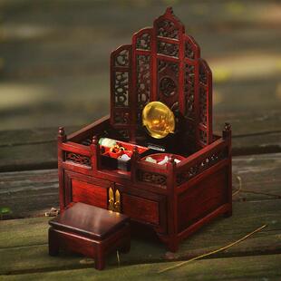 红木雕工艺品摆件明清微缩家具模型红酸枝迷你梳妆台古典娃娃屋