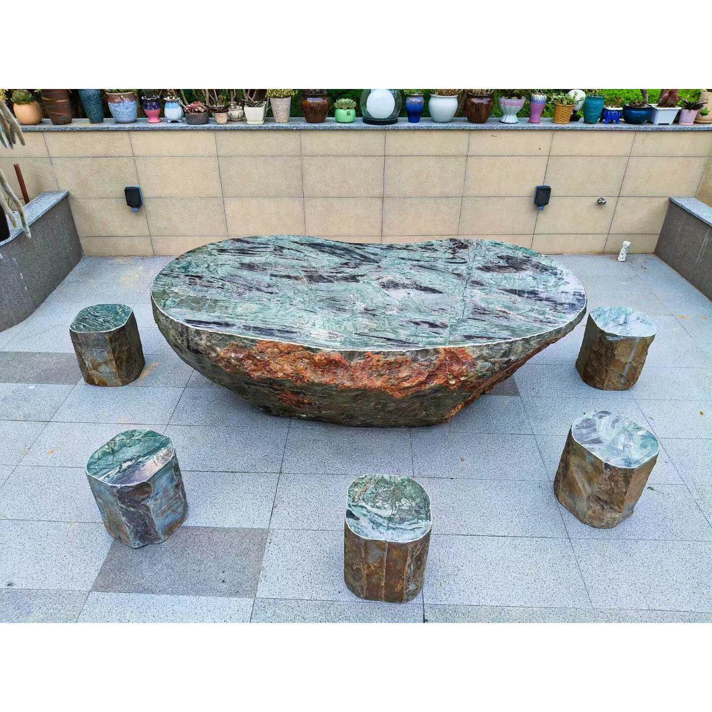 整石石桌天然九龙壁户外庭院花园石凳天然石头装饰凳子家用室外