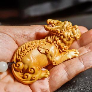 小叶黄杨木雕刻手把件天禄雌雄貔貅男女汽车载摆件实木手工艺礼品