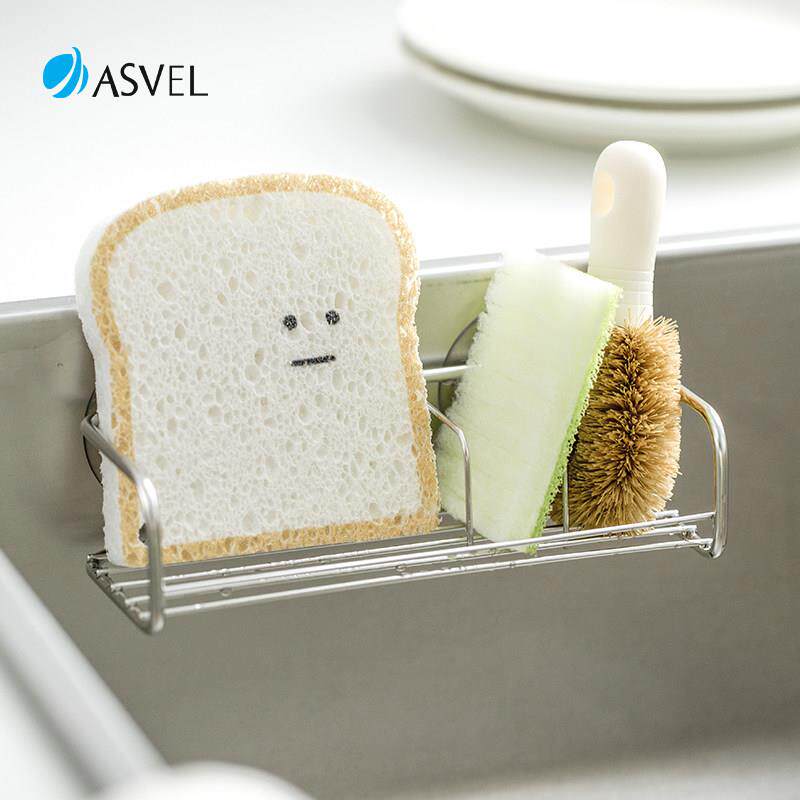 水槽置物架日本asvel海绵沥水架厨房免打孔百洁布洗碗抹布收纳架