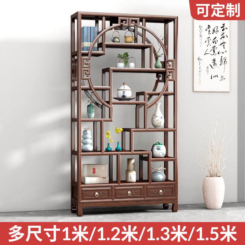 多宝阁置物架实木博古架中式茶具茶杯架展示柜屏风隔断古董玄关柜