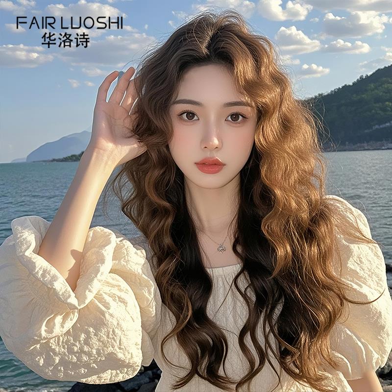 羊毛卷假发女长发真人发丝纳米递针覆古慵懒长卷发自然无痕全头套