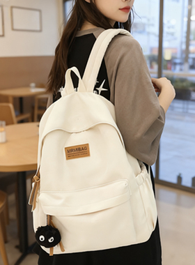 高颜值美式复古百搭初中男女双肩包休闲小众设计感旅行背包大学生